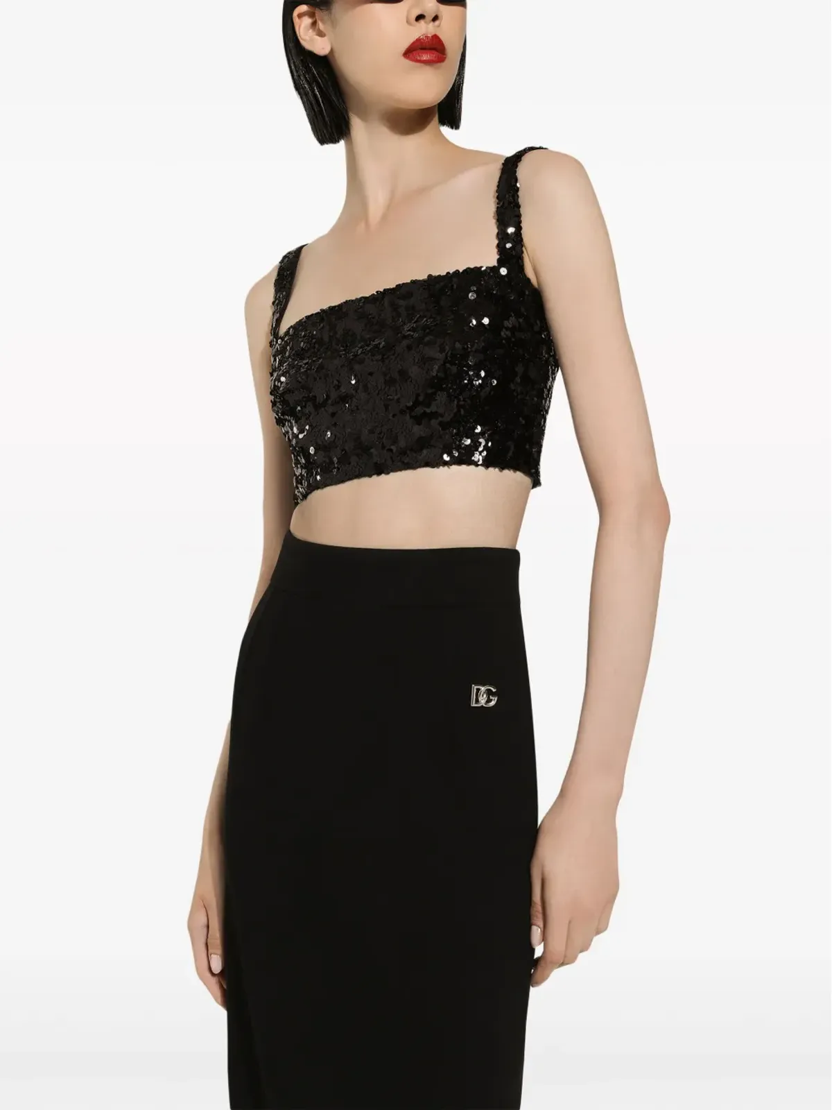 Dolce & Gabbana スパンコール装飾クロップトップ - 画像5