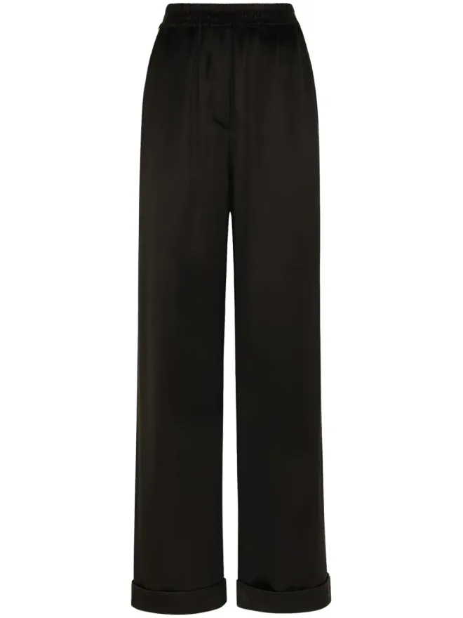 Dolce & Gabbana Dolce & Gabbana エラスティックウエストバンド シルクパンツ ブラックの商品画像
