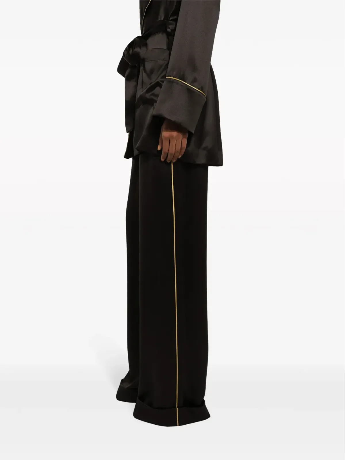 Dolce & Gabbana エラスティックウエストバンド シルクパンツ ブラック - 画像5