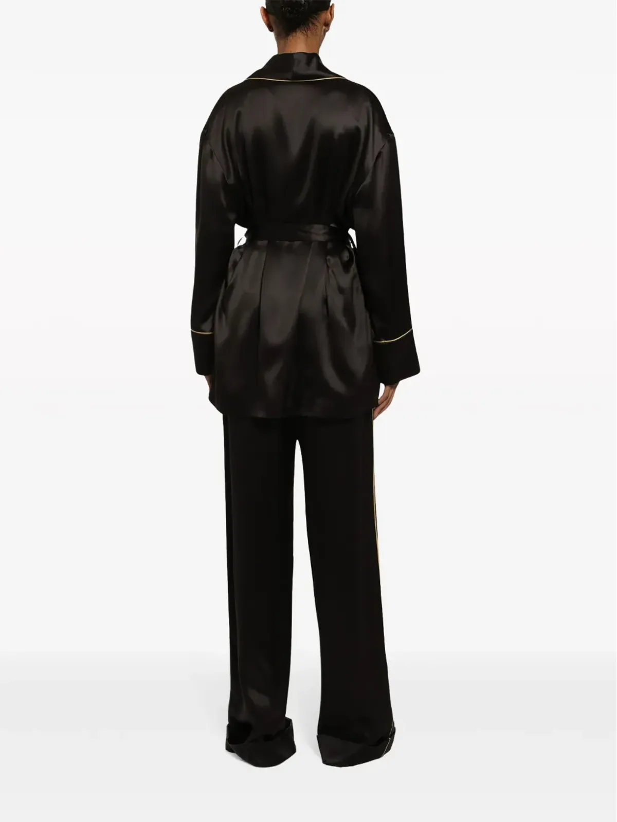 Dolce & Gabbana エラスティックウエストバンド シルクパンツ ブラック - 画像4