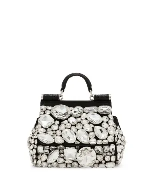 Dolce & Gabbana ミニ シチリア クリスタル装飾 トートバッグ - ブラック - サムネイル1