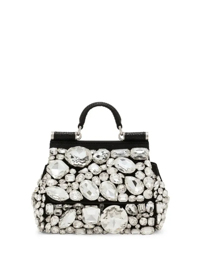 Dolce & Gabbana Dolce & Gabbana ミニ シチリア クリスタル装飾 トートバッグ - ブラックの商品画像