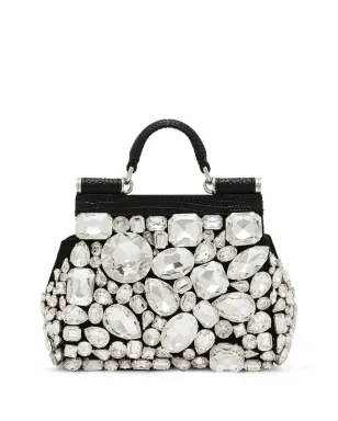 Dolce & Gabbana ミニ シチリア クリスタル装飾 トートバッグ - ブラック - サムネイル3