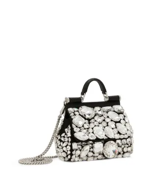 Dolce & Gabbana ミニ シチリア クリスタル装飾 トートバッグ - ブラック - サムネイル4