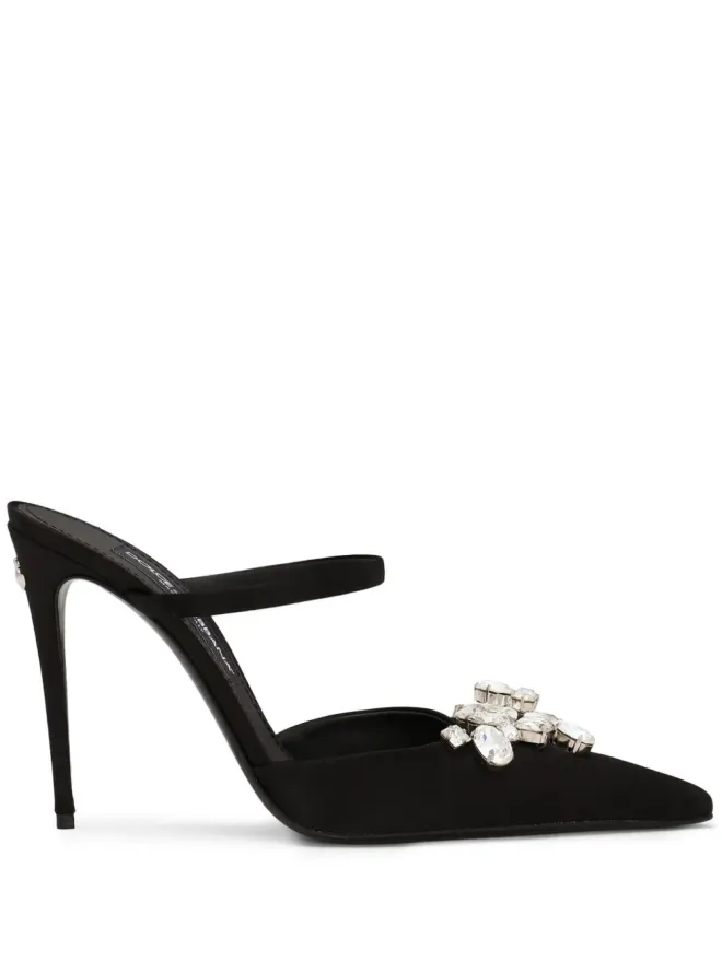 Dolce & Gabbana Dolce & Gabbana クリスタル装飾ミュール - ブラックの商品画像
