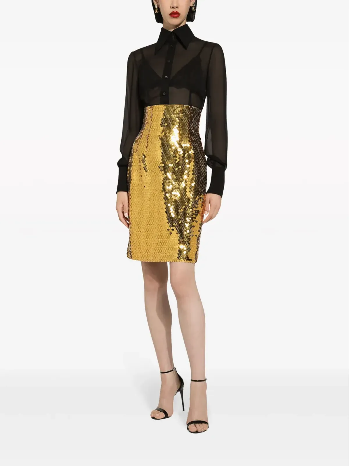Dolce & Gabbana スパンコール付きハイウエストスカート - 画像3