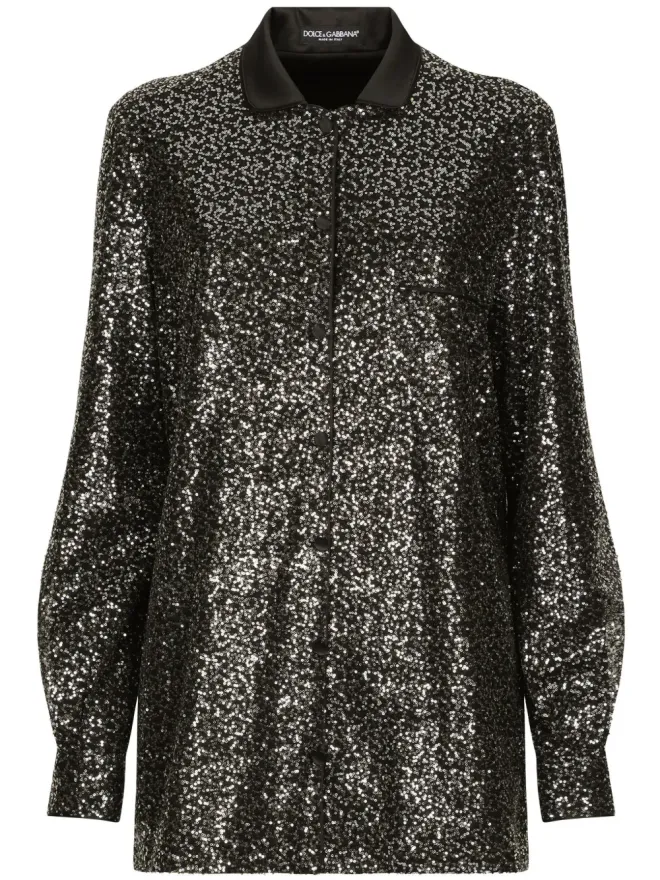 Dolce & Gabbana Dolce & Gabbana サテンカラーのスパンコール付きシャツの商品画像