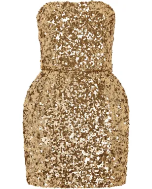 Dolce & Gabbana スパンコール付きストラップレスドレス - ゴールド - サムネイル1