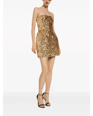 Dolce & Gabbana スパンコール付きストラップレスドレス - ゴールド - サムネイル5