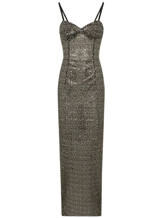 Dolce & Gabbana Dolce & Gabbana スパンコール付きマキシドレス ブラックの商品画像