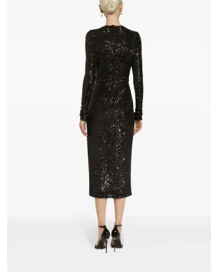 Dolce & Gabbana ミニスパンコール装飾付きイブニングドレス ブラック - サムネイル4