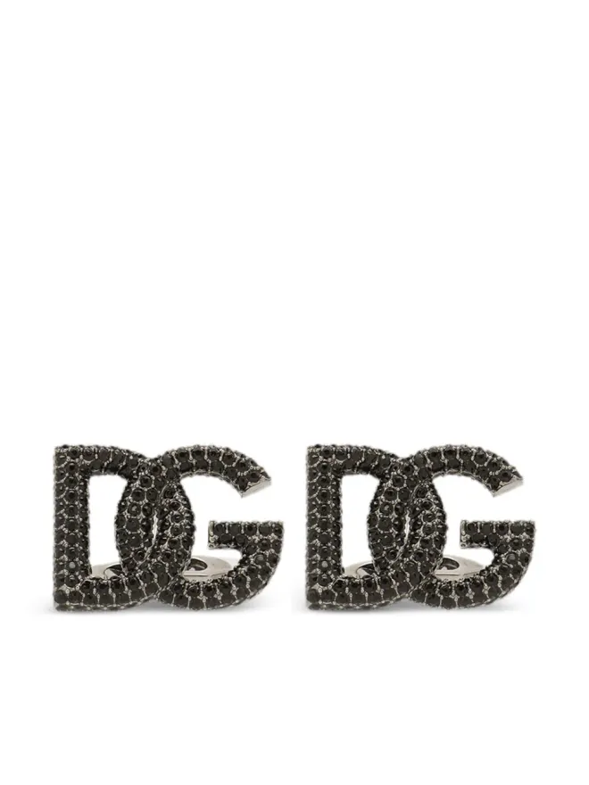 Dolce & Gabbana Dolce & Gabbana クリスタルラインストーン装飾カフリンクス - ブラックの商品画像