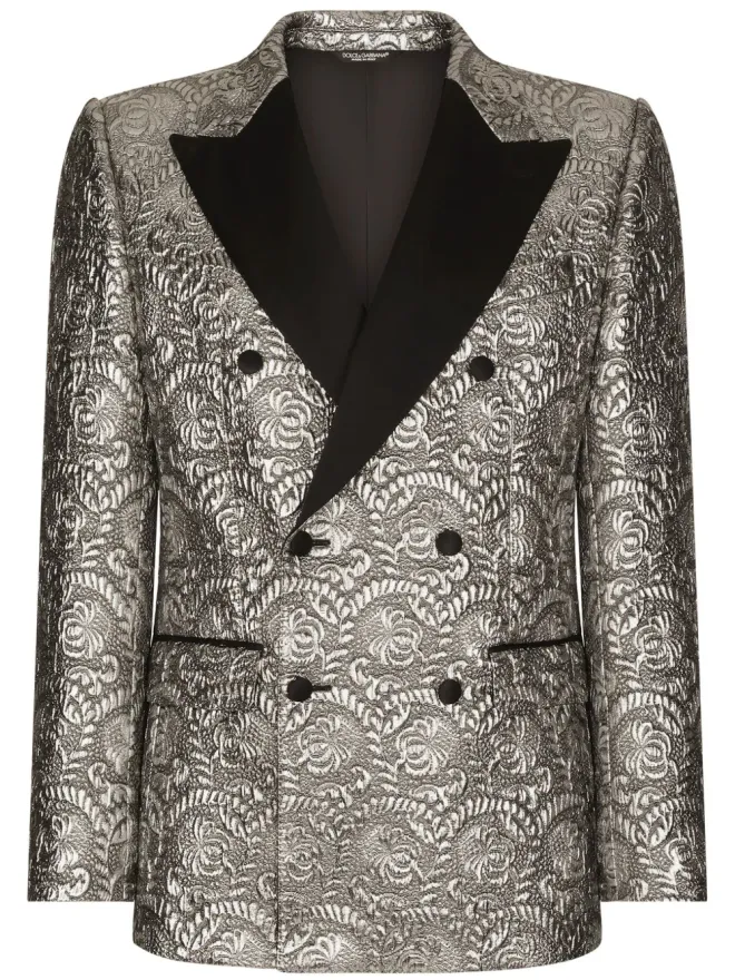 Dolce & Gabbana Dolce & Gabbana サテンラペル ジャカード ブレザー - グレーの商品画像