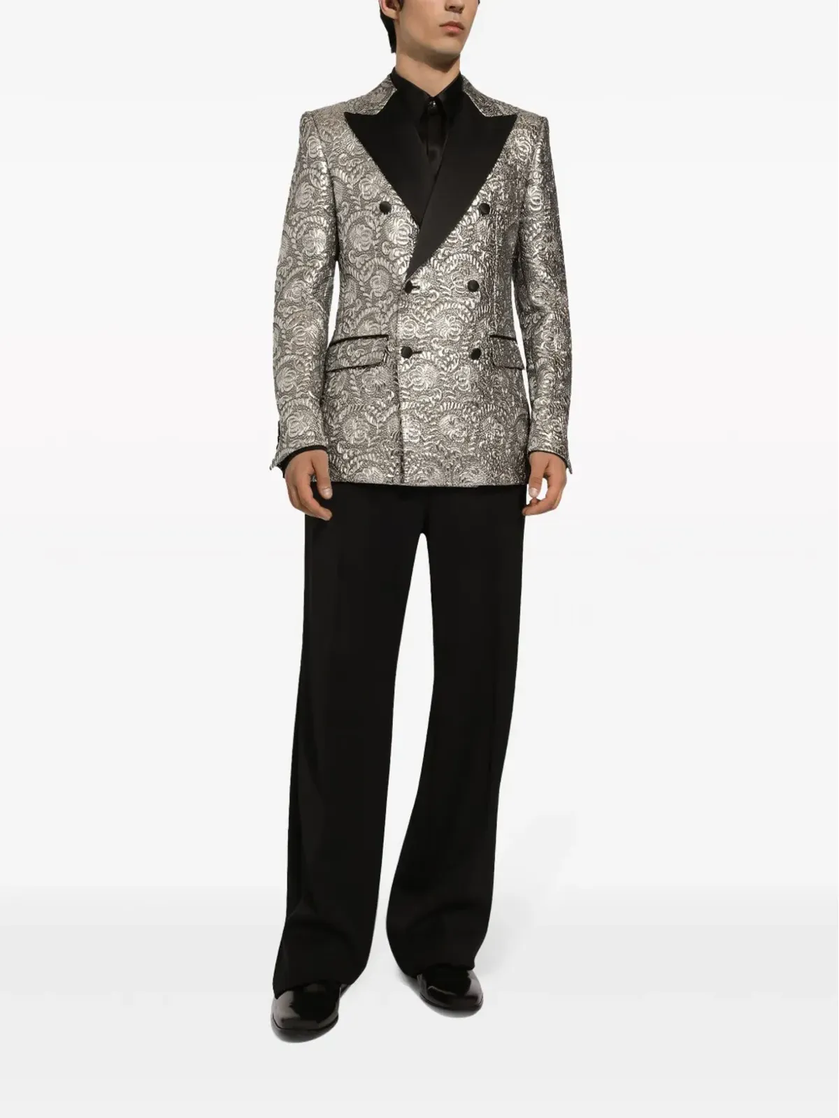 Dolce & Gabbana サテンラペル ジャカード ブレザー - グレー - 画像5