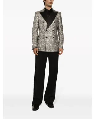 Dolce & Gabbana サテンラペル ジャカード ブレザー - グレー - サムネイル5