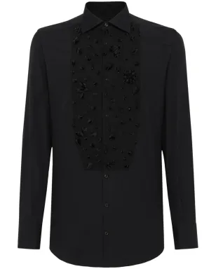Dolce & Gabbana ラインストーン刺繍入り タキシードシャツ - ブラック - サムネイル1