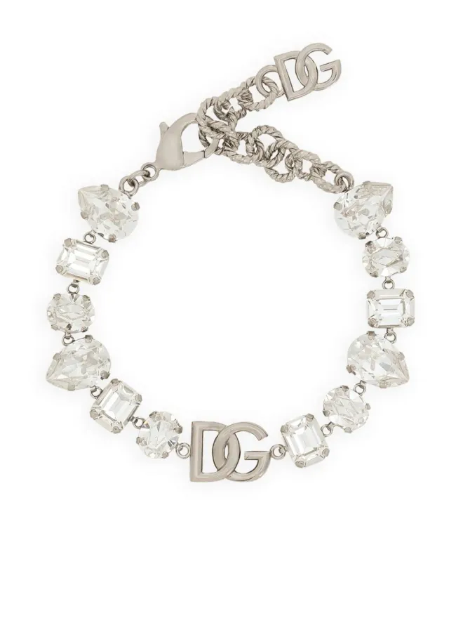 Dolce & Gabbana Dolce & Gabbana DGプレート クリスタル装飾 ブレスレット - シルバーの商品画像