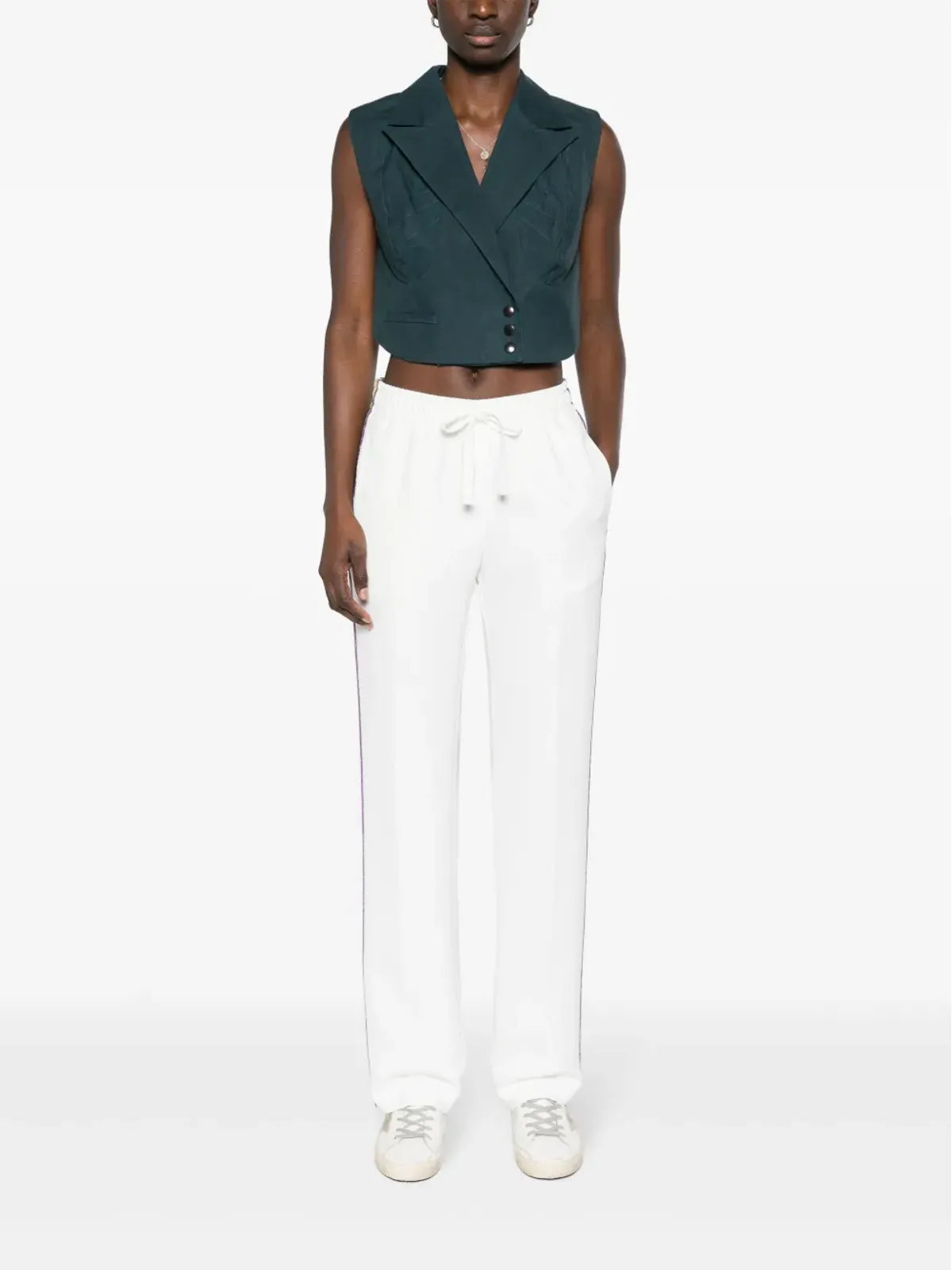 Zadig&Voltaire Pomy stripe-detail crepe trousers - White - 画像2