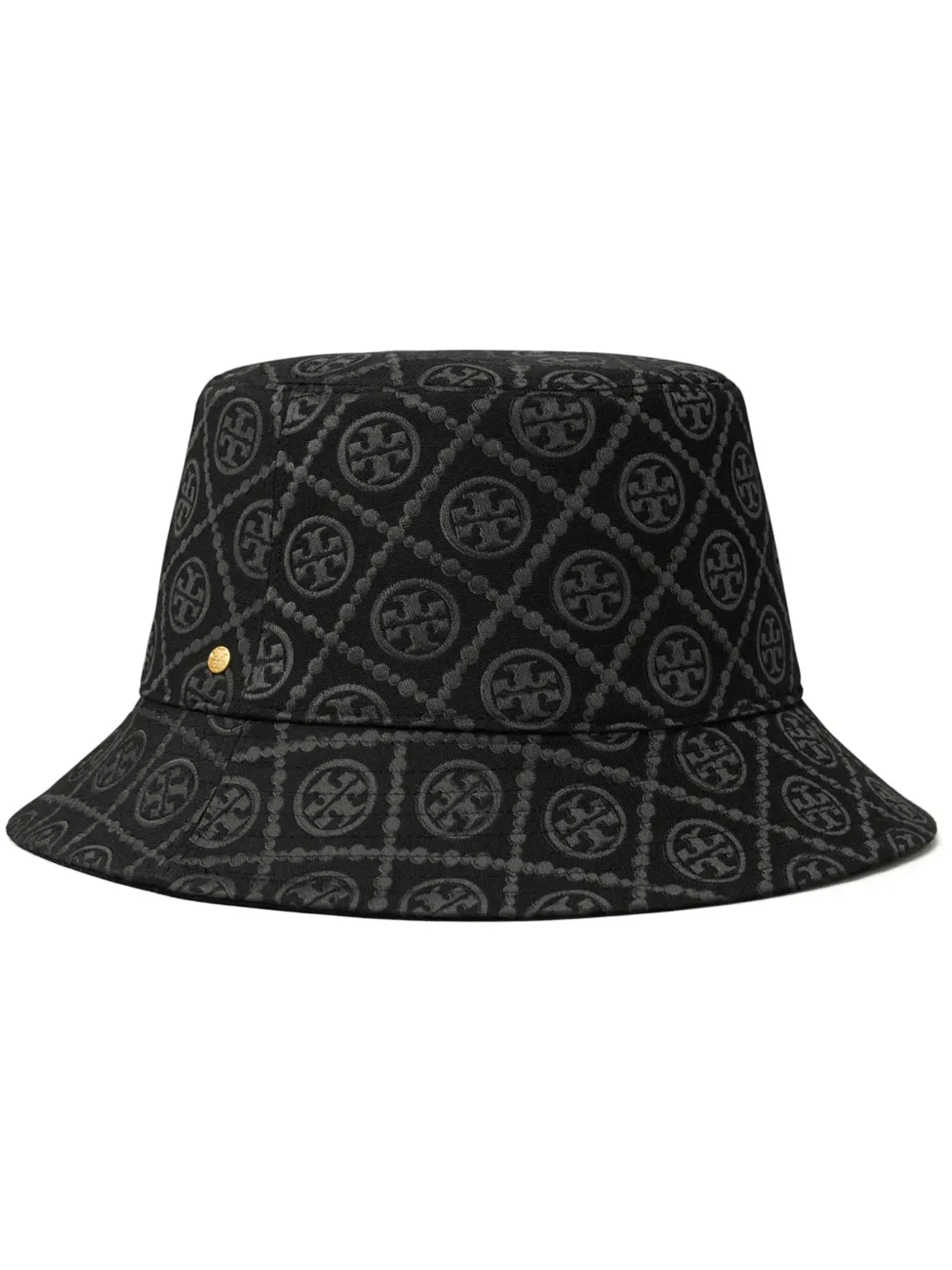 Tory Burch Tモノグラム柄リバーシブルバケットハット ブラック - 画像1
