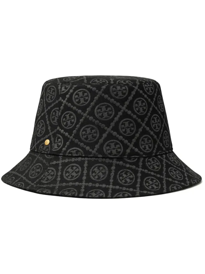 Tory Burch Tory Burch Tモノグラム柄リバーシブルバケットハット ブラックの商品画像