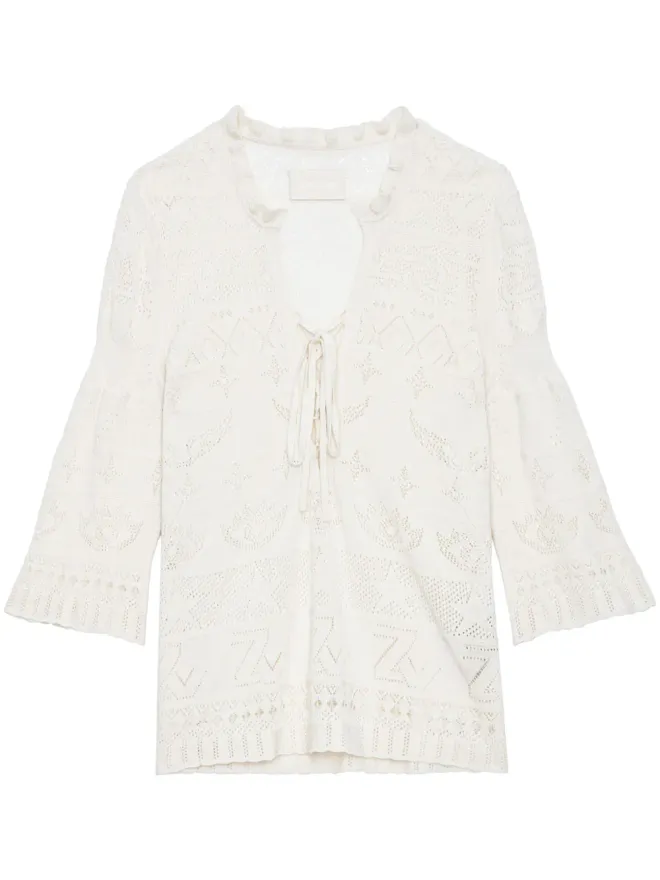 Zadig&Voltaire Zadig&Voltaire Taho openwork-knit top - Whiteの商品画像