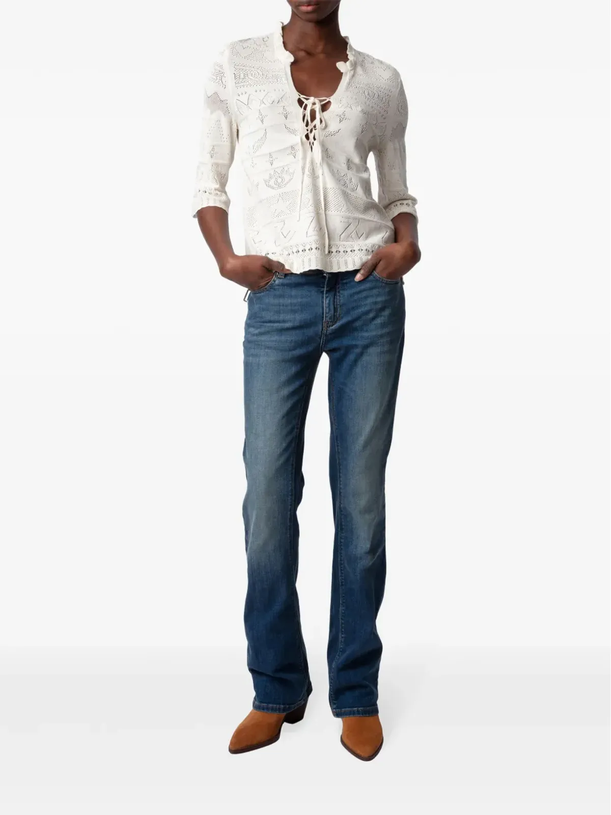 Zadig&Voltaire Taho openwork-knit top - White - 画像2