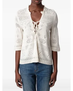 Zadig&Voltaire Taho openwork-knit top - White - サムネイル3