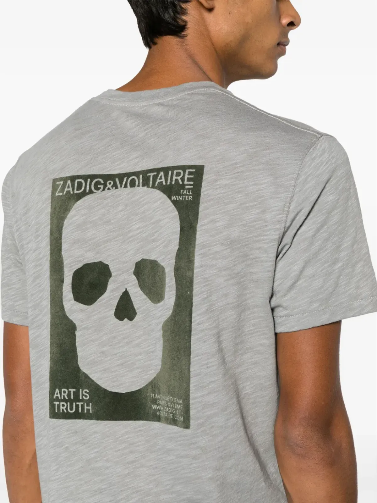 Zadig&Voltaire Stockholm フロックド・スカル コットン Tシャツ - 画像5