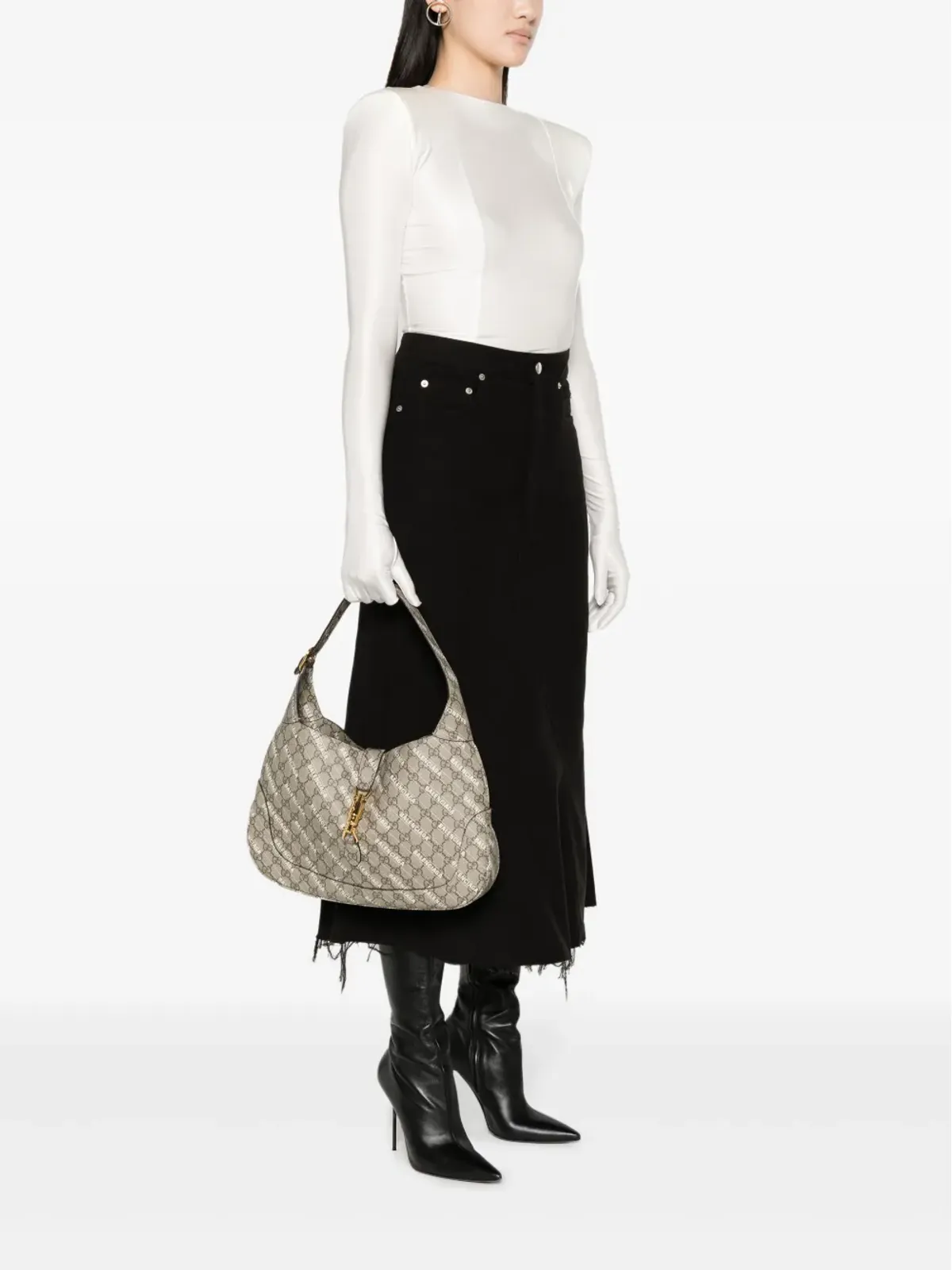 Gucci ビンテージ × Balenciaga ザ・ハッカープロジェクト GG Supreme Jackie 1961 トートバッグ - ニュートラル系 - 画像2