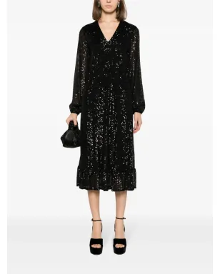 TWINSET スパンコール付きの細リブ ミディドレス - ブラック - サムネイル2