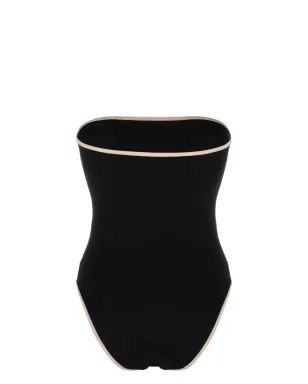 TOTEME ストライプエッジのストラップレス水着 - ブラック - サムネイル2