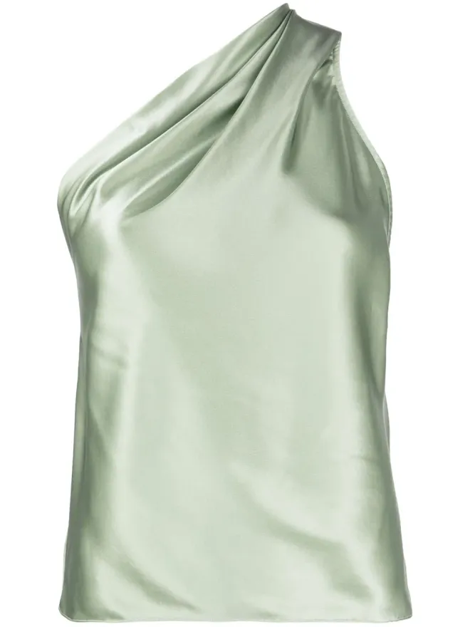 Michelle Mason Michelle Mason アシンメトリックホルターネック シルクトップ グリーンの商品画像