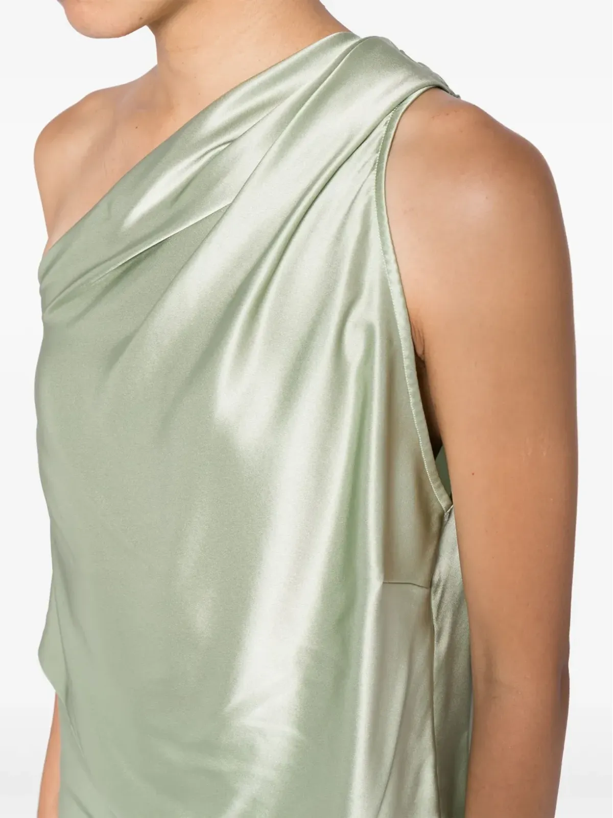 Michelle Mason アシンメトリックホルターネック シルクトップ グリーン - 画像5