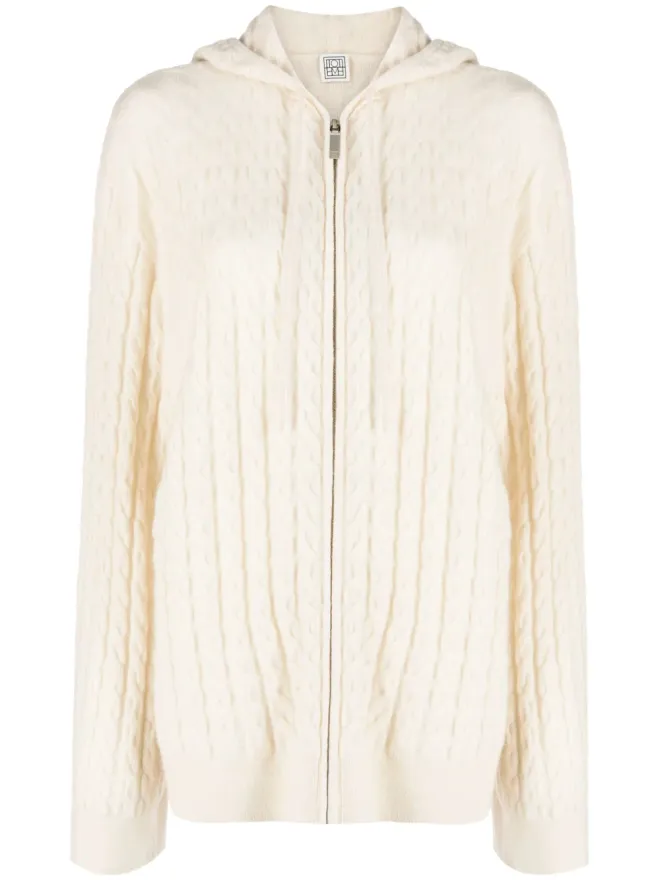 TOTEME TOTEME ケーブルニット ジップアップフーディ ホワイトの商品画像