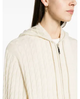 TOTEME ケーブルニット ジップアップフーディ ホワイト - サムネイル5