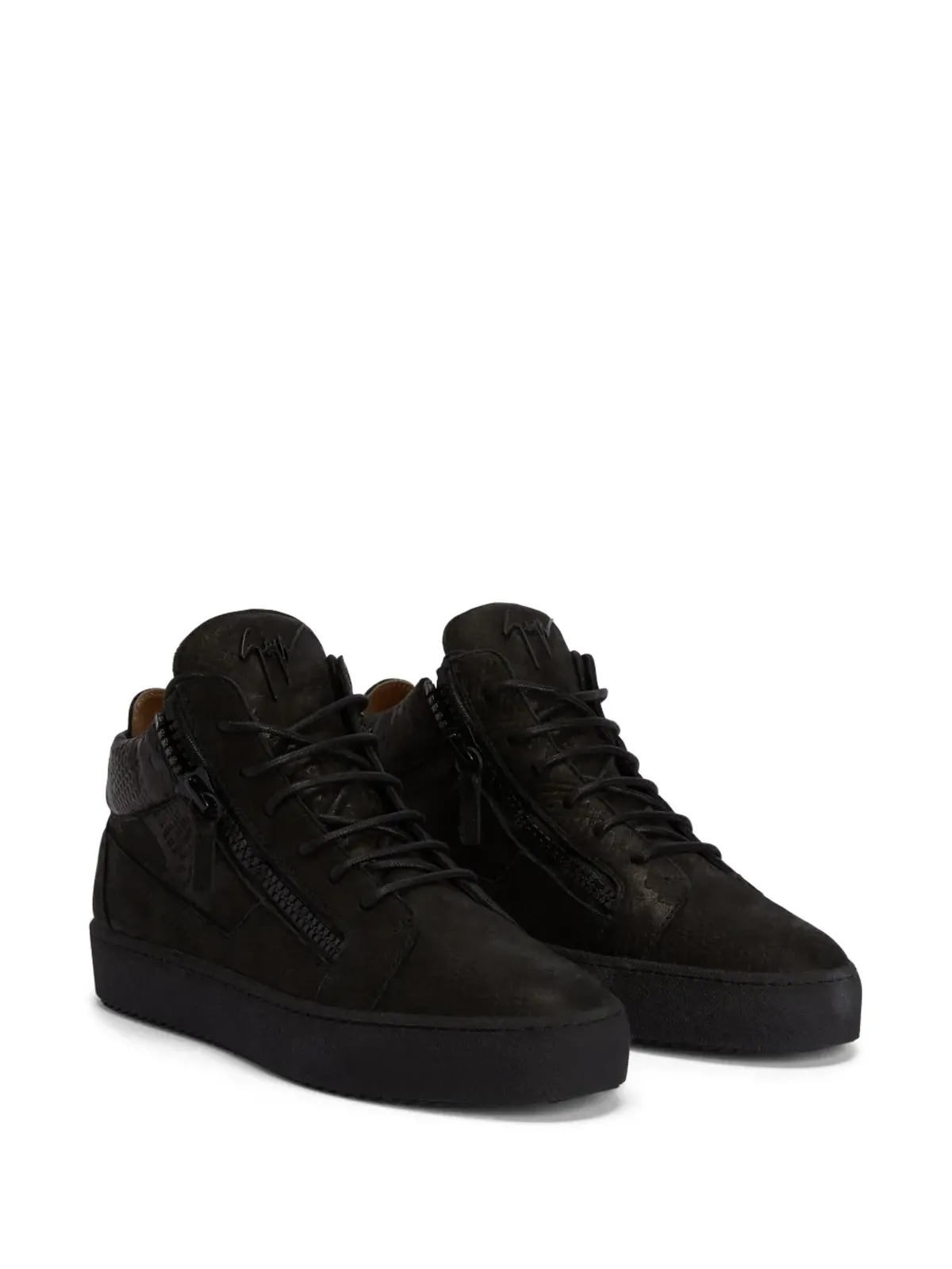 Giuseppe Zanotti Kriss snakeskin-effect mid-top スニーカー ブラック - 画像2