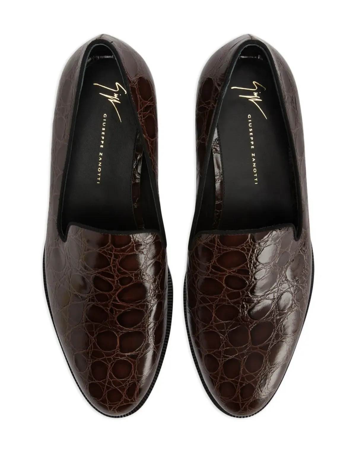 Giuseppe Zanotti Gatien クロコダイル型押しレザー ローファー - ブラウン - 画像4