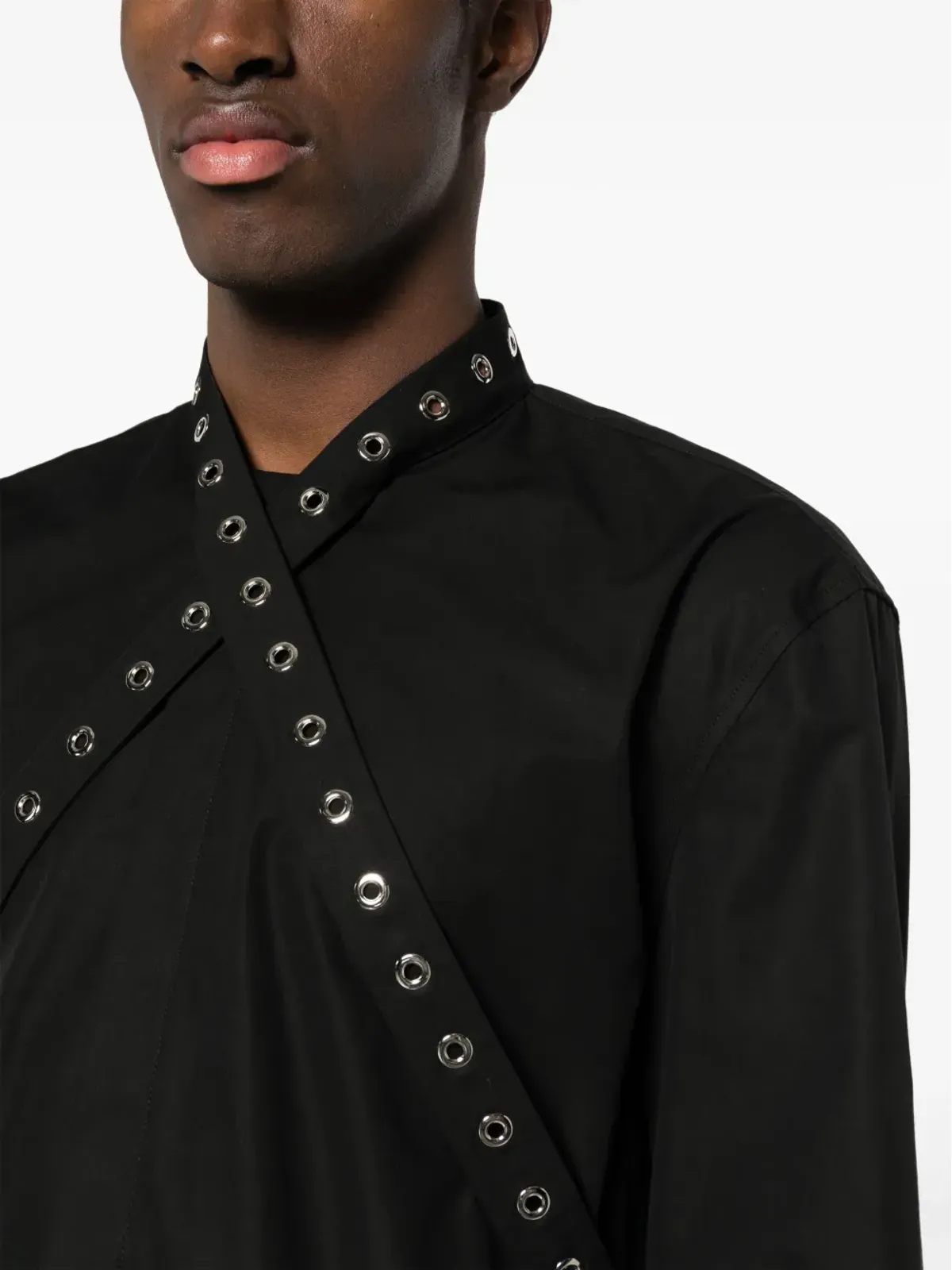 Off-White アイレット装飾コットンシャツ - ブラック - 画像5