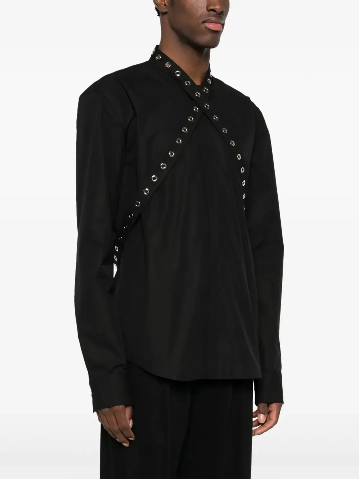 Off-White アイレット装飾コットンシャツ - ブラック - 画像3