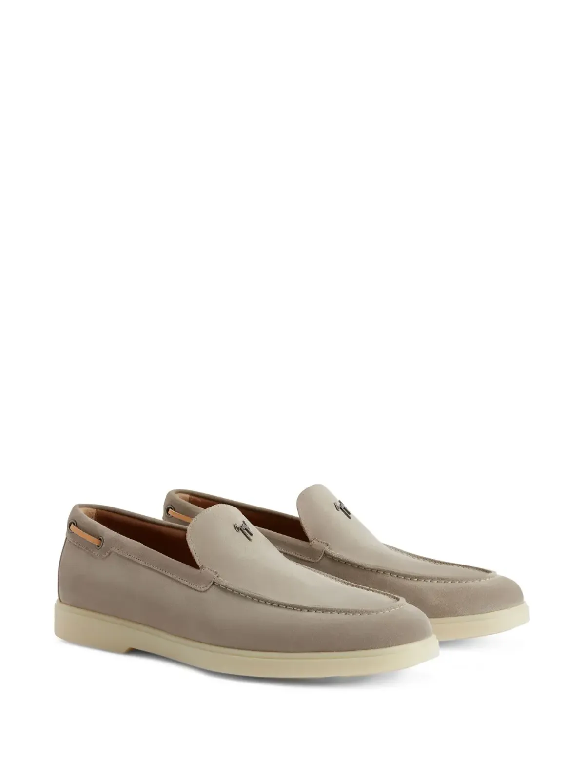 Giuseppe Zanotti Maui ロゴプレート付きスエード ローファー - 画像2