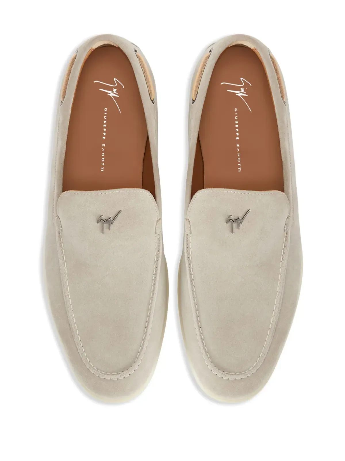 Giuseppe Zanotti Maui ロゴプレート付きスエード ローファー - 画像4