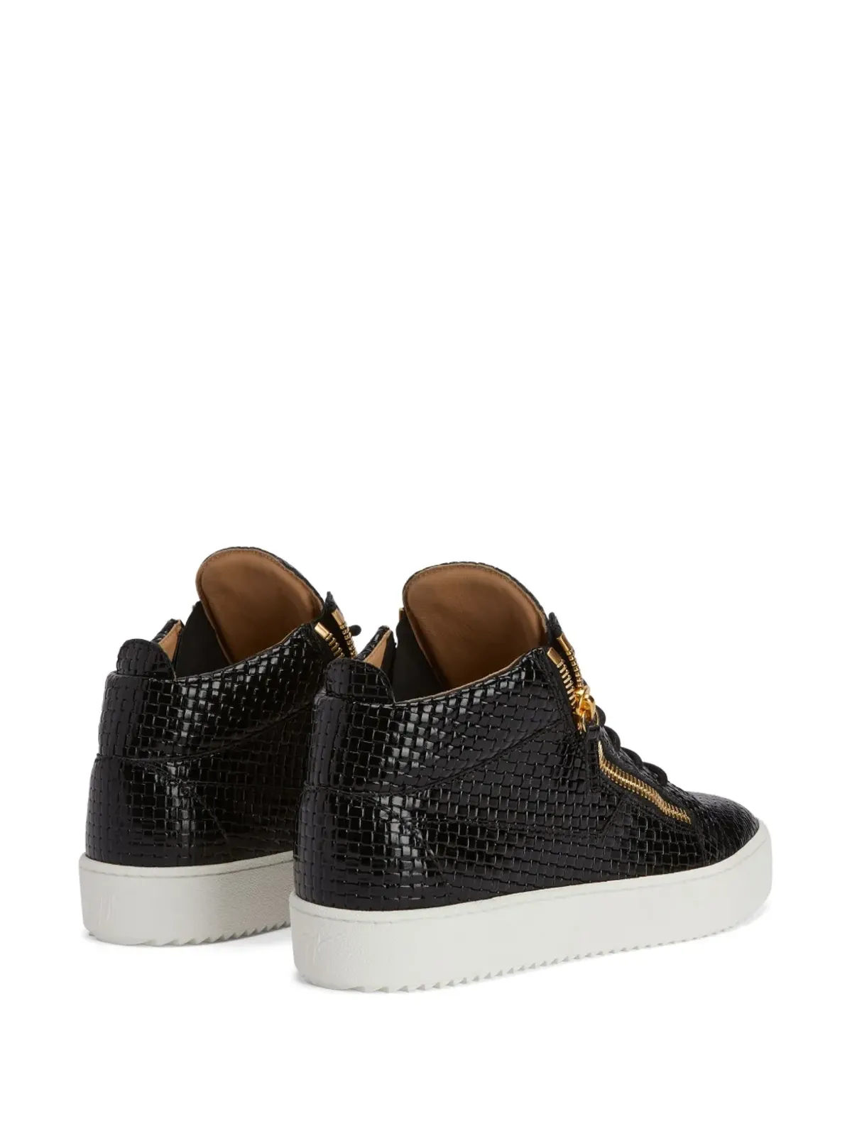 Giuseppe Zanotti Kriss 編み込みレザー ミッドトップ スニーカー - 画像3