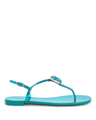 Giuseppe Zanotti Anthonia メタリックエフェクト フラットサンダル - ブルー - サムネイル1