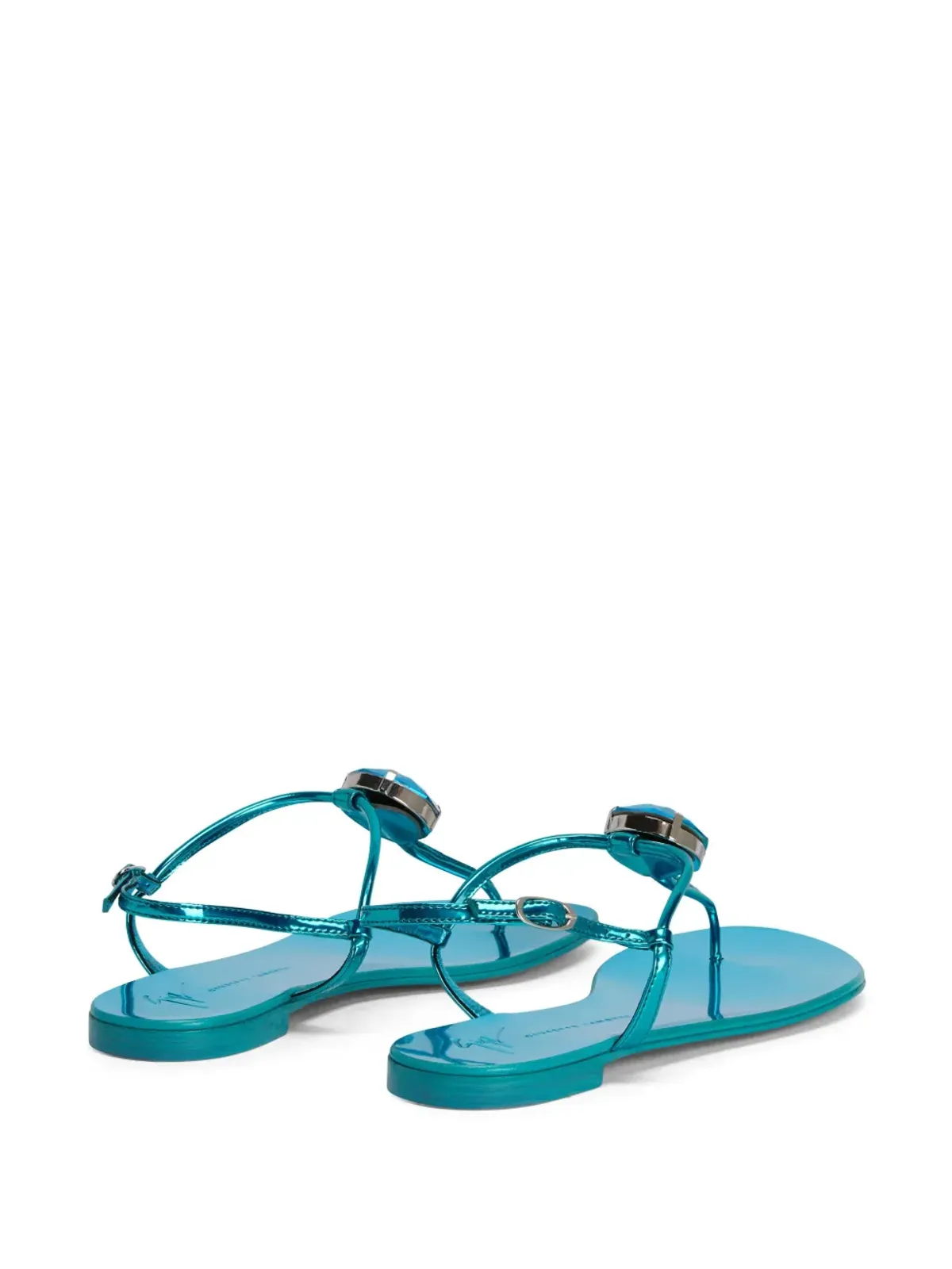 Giuseppe Zanotti Anthonia メタリックエフェクト フラットサンダル - ブルー - 画像3