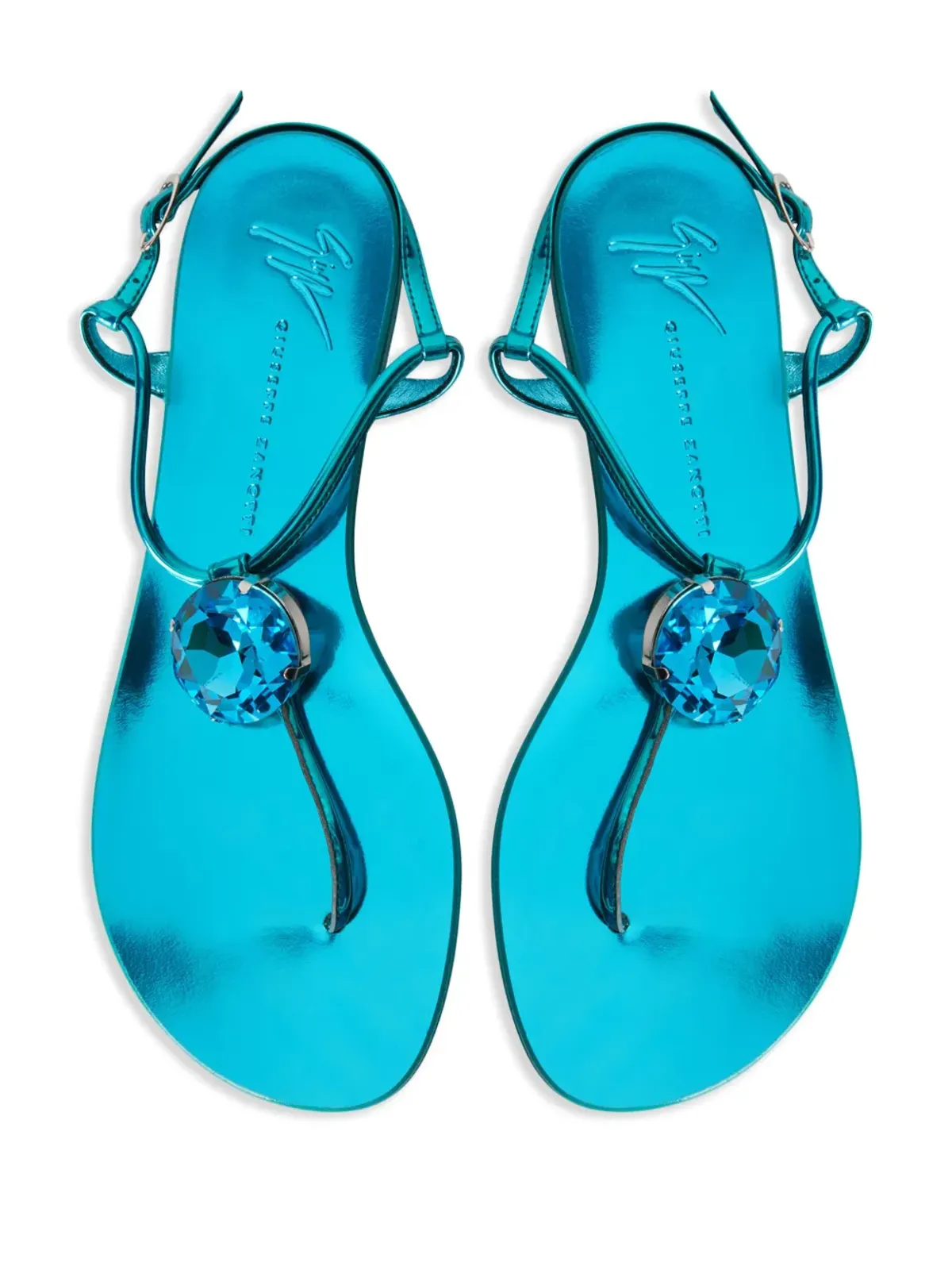 Giuseppe Zanotti Anthonia メタリックエフェクト フラットサンダル - ブルー - 画像4