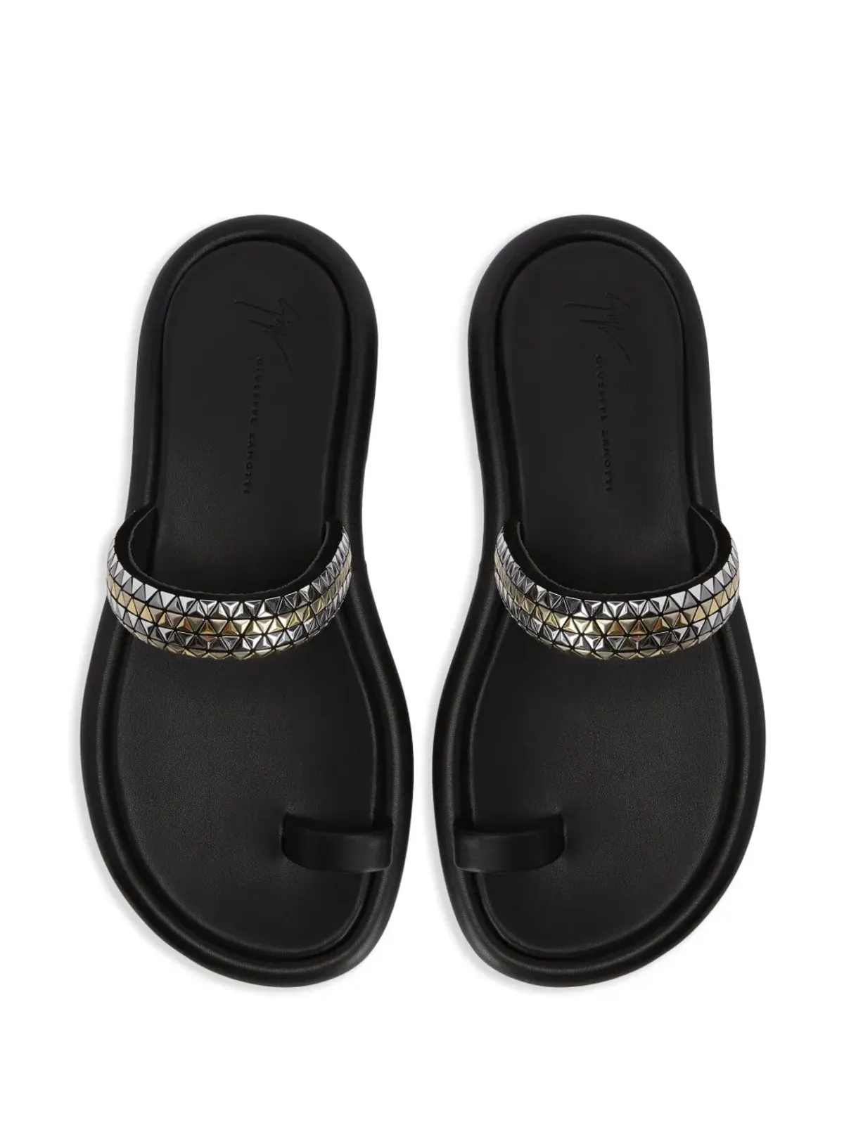 Giuseppe Zanotti レドゥアール スタッド装飾付き レザーサンダル - ブラック - 画像4
