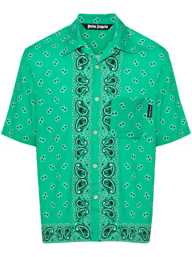 Palm Angels Palm Angels ペイズリープリント ポプリン シャツ - グリーンの商品画像
