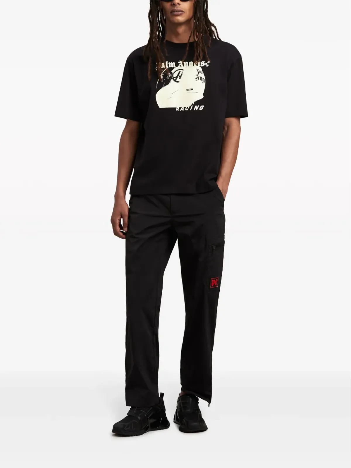 Palm Angels ヘルメット コットン Tシャツ ブラック - 画像2
