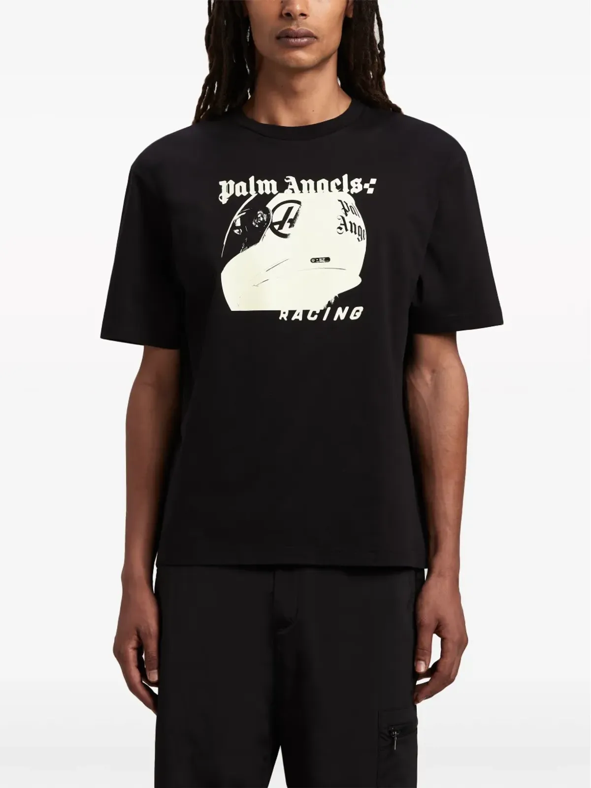Palm Angels ヘルメット コットン Tシャツ ブラック - 画像3