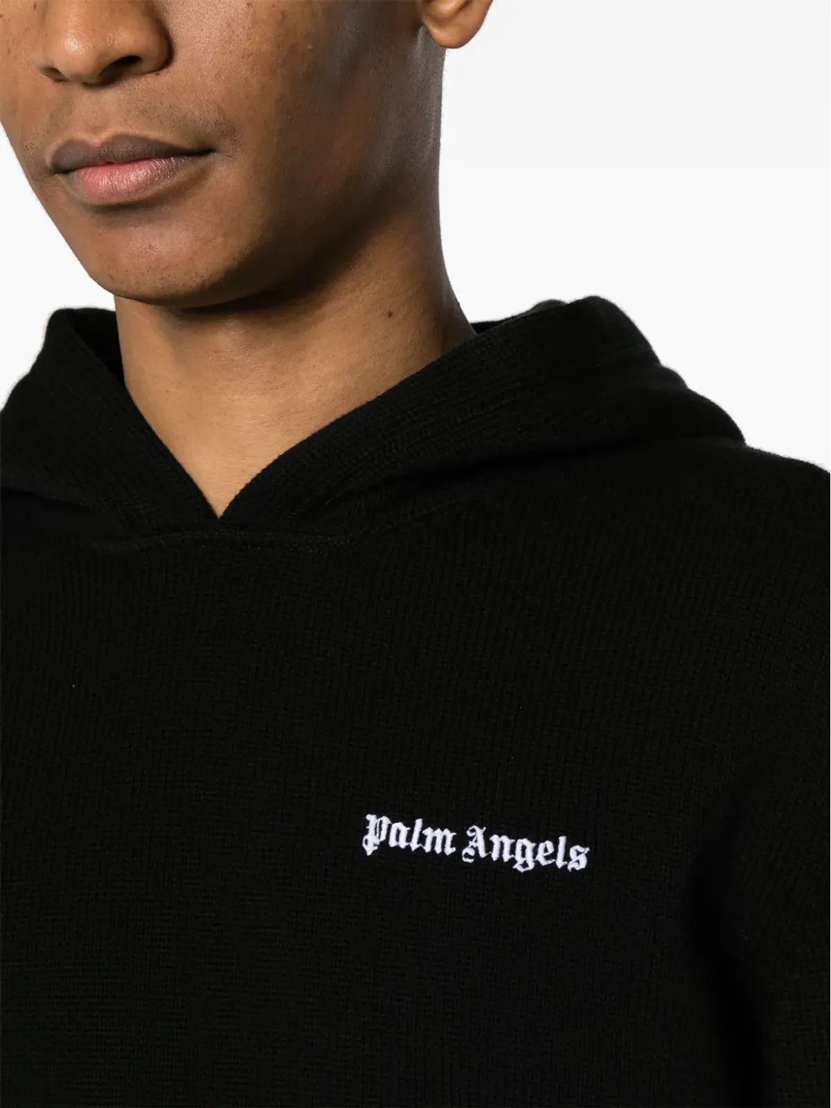 Palm Angels ロゴ刺繍ニットフーディー - Black - 画像5
